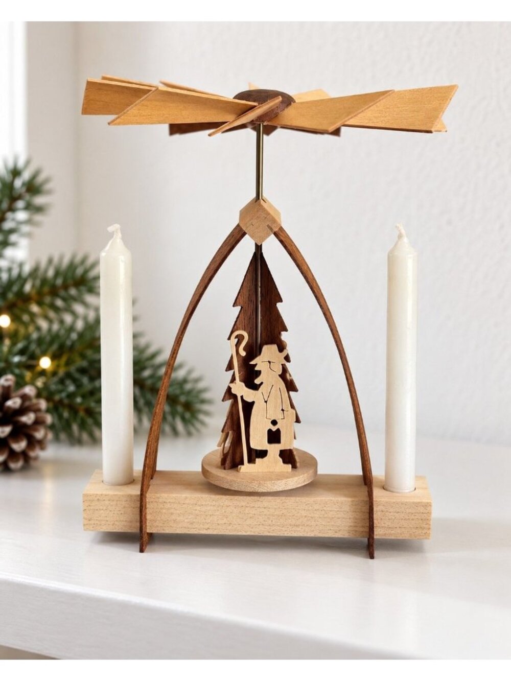 Vintage Erzgebirge Mini Christmas Pyramid Shepherd Handmade Germany 4.75"